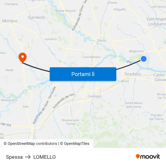 Spessa to LOMELLO map