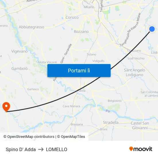 Spino D' Adda to LOMELLO map