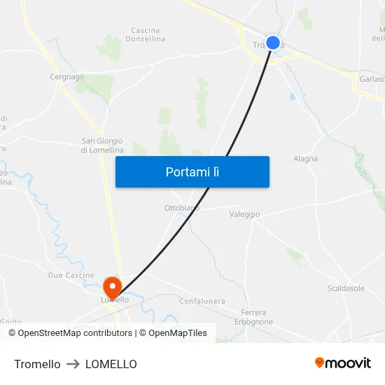 Tromello to LOMELLO map