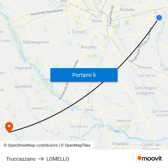 Truccazzano to LOMELLO map