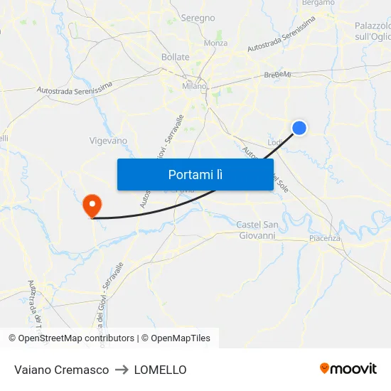 Vaiano Cremasco to LOMELLO map