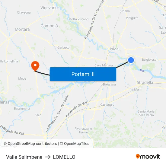 Valle Salimbene to LOMELLO map