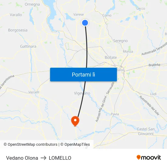 Vedano Olona to LOMELLO map