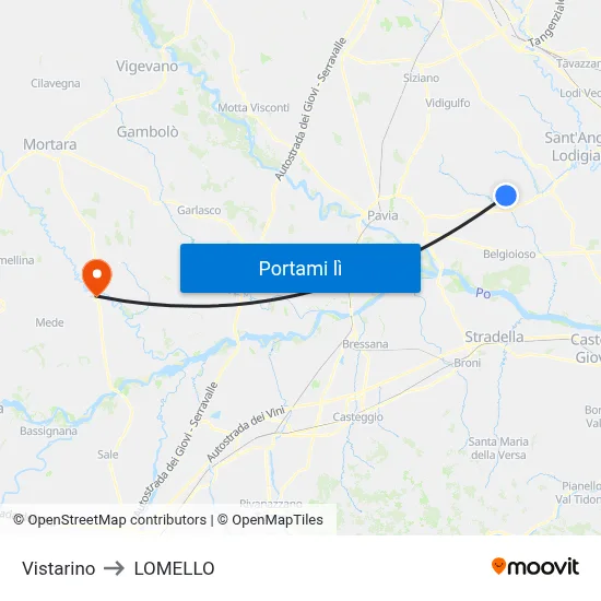 Vistarino to LOMELLO map