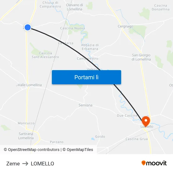 Zeme to LOMELLO map