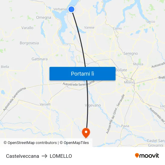 Castelveccana to LOMELLO map