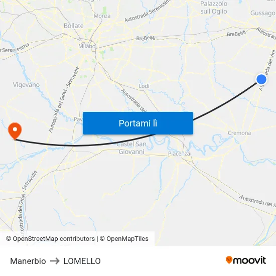 Manerbio to LOMELLO map