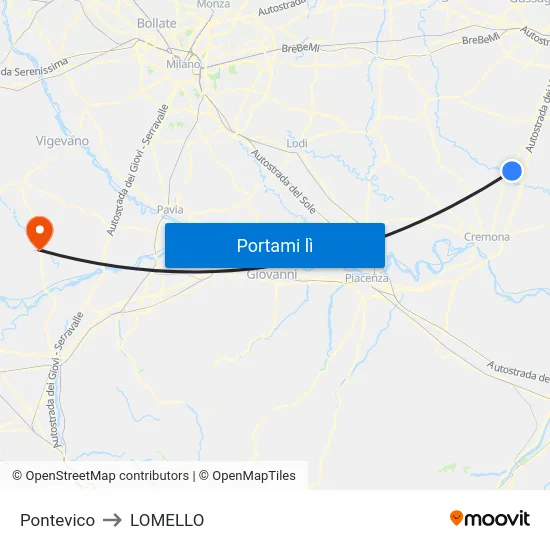 Pontevico to LOMELLO map