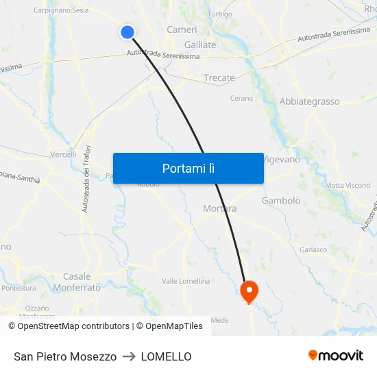 San Pietro Mosezzo to LOMELLO map