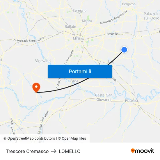 Trescore Cremasco to LOMELLO map