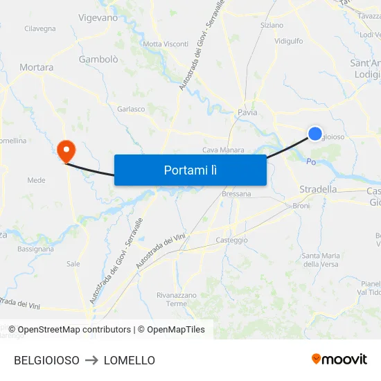 BELGIOIOSO to LOMELLO map