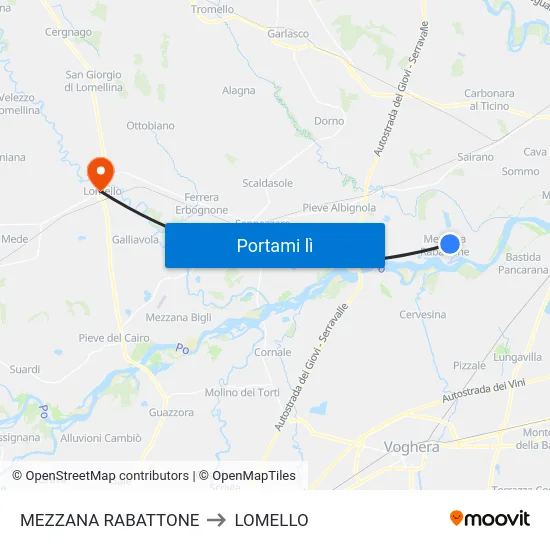 MEZZANA RABATTONE to LOMELLO map