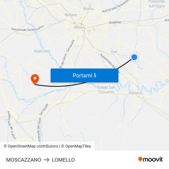 MOSCAZZANO to LOMELLO map