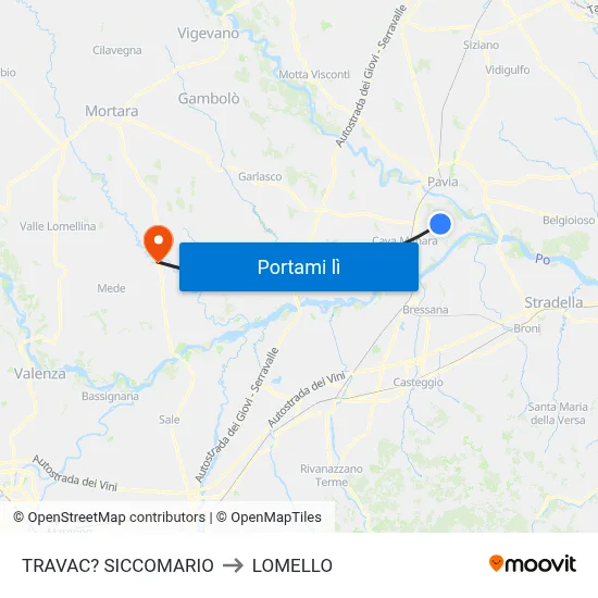 TRAVAC? SICCOMARIO to LOMELLO map