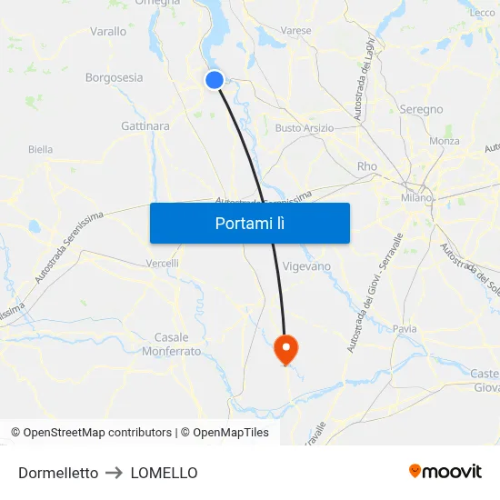 Dormelletto to LOMELLO map