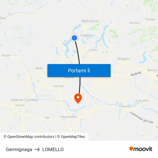 Germignaga to LOMELLO map