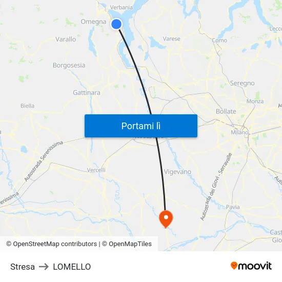 Stresa to LOMELLO map