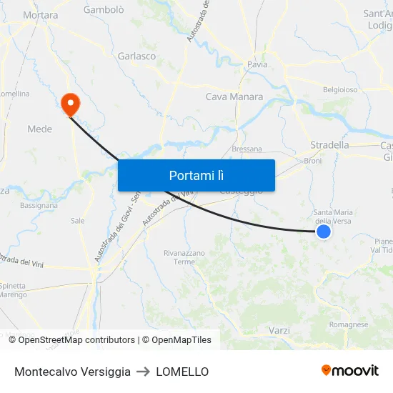 Montecalvo Versiggia to LOMELLO map