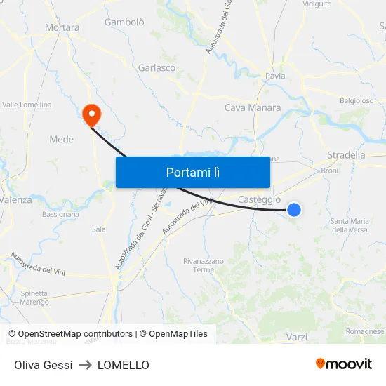 Oliva Gessi to LOMELLO map