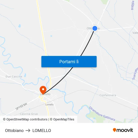 Ottobiano to LOMELLO map