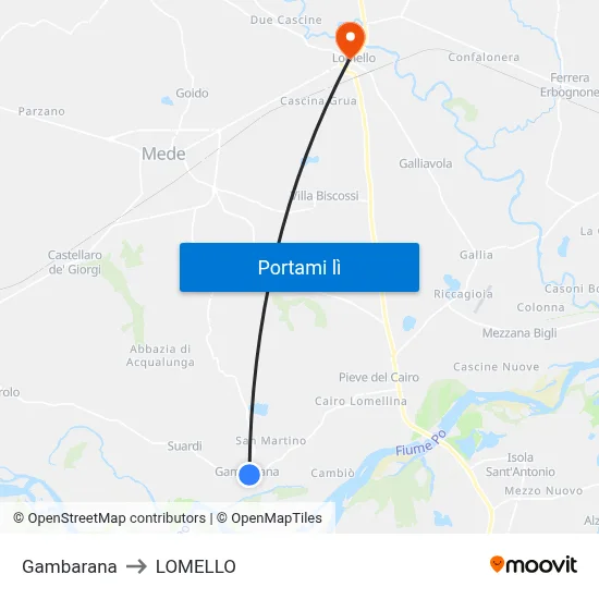 Gambarana to LOMELLO map