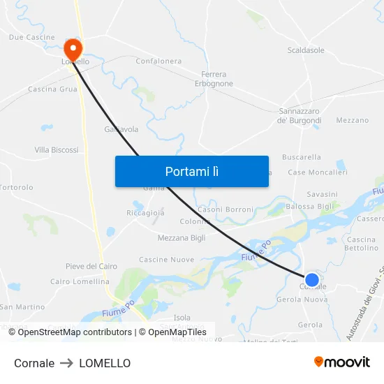 Cornale to LOMELLO map