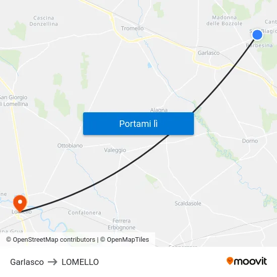 Garlasco to LOMELLO map
