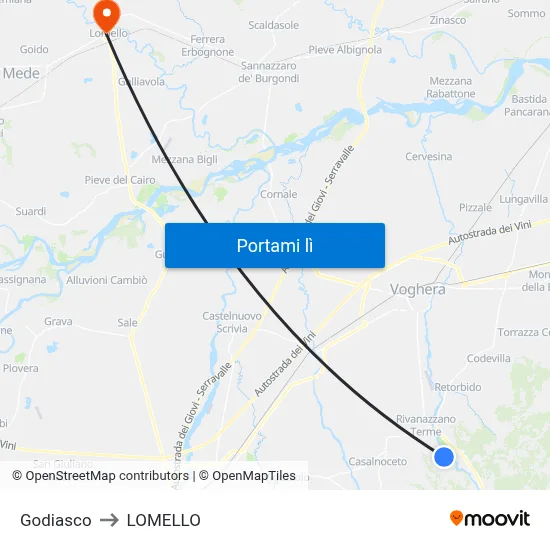 Godiasco to LOMELLO map