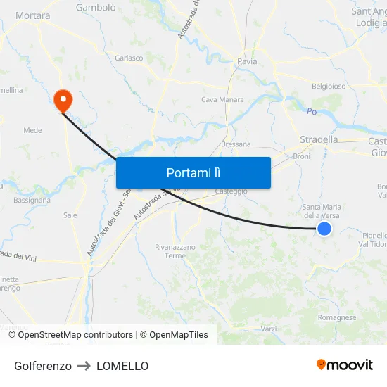 Golferenzo to LOMELLO map