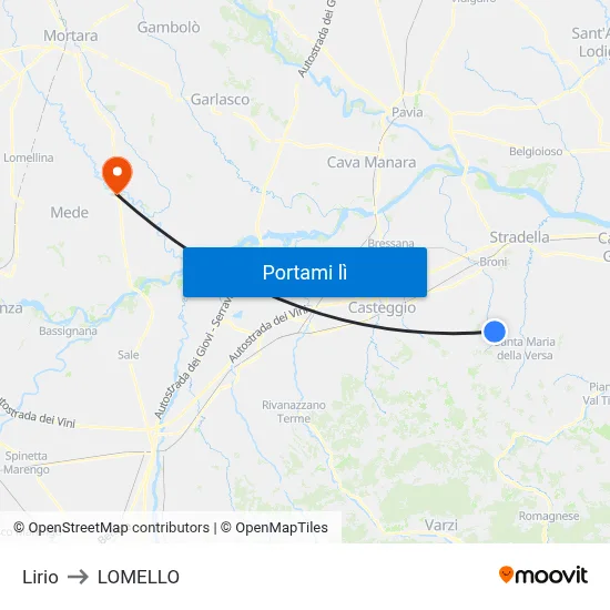 Lirio to LOMELLO map