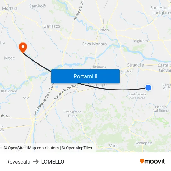 Rovescala to LOMELLO map