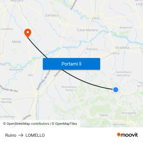 Ruino to LOMELLO map