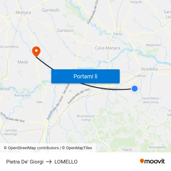 Pietra De' Giorgi to LOMELLO map