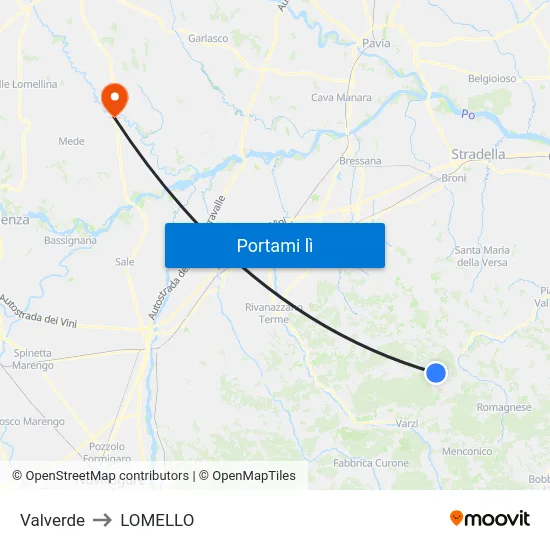 Valverde to LOMELLO map