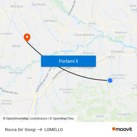 Rocca De' Giorgi to LOMELLO map