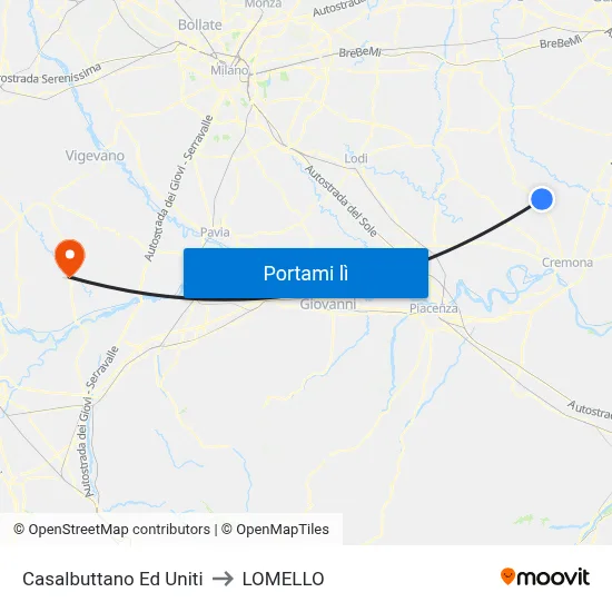 Casalbuttano Ed Uniti to LOMELLO map