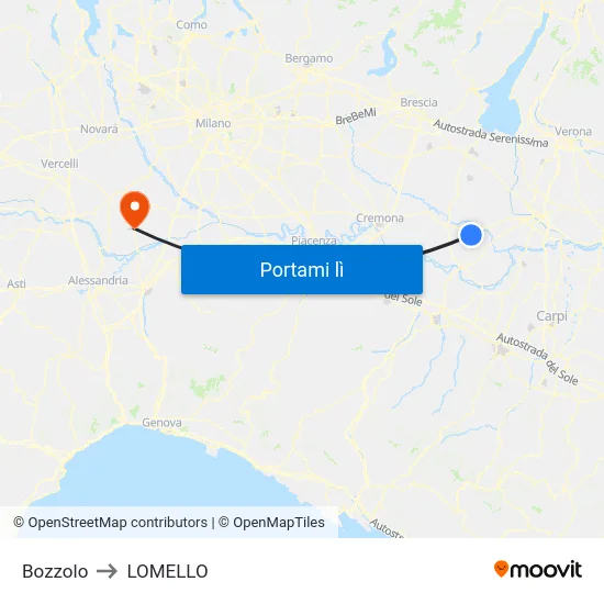 Bozzolo to LOMELLO map