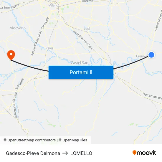 Gadesco-Pieve Delmona to LOMELLO map