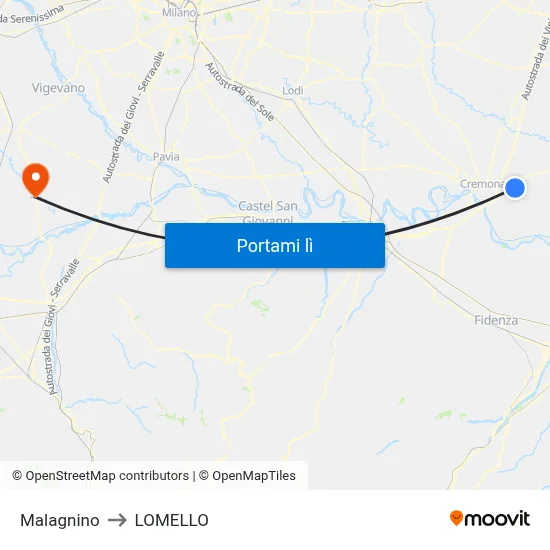 Malagnino to LOMELLO map