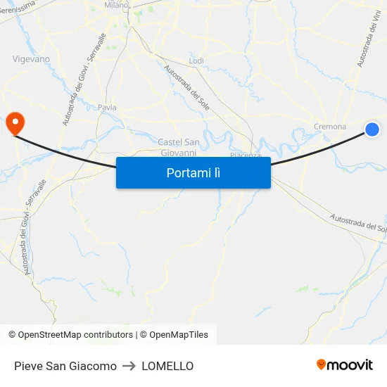 Pieve San Giacomo to LOMELLO map