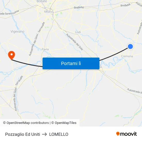 Pozzaglio Ed Uniti to LOMELLO map