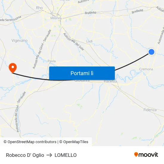 Robecco D' Oglio to LOMELLO map