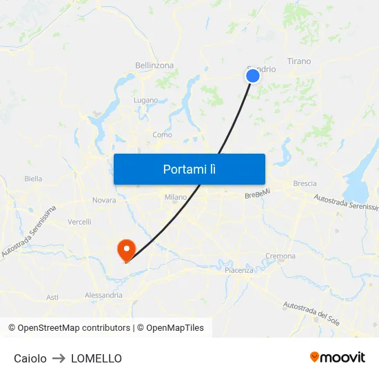 Caiolo to LOMELLO map