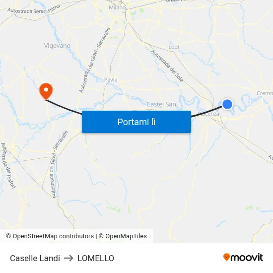 Caselle Landi to LOMELLO map