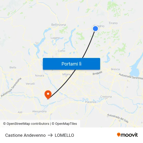 Castione Andevenno to LOMELLO map