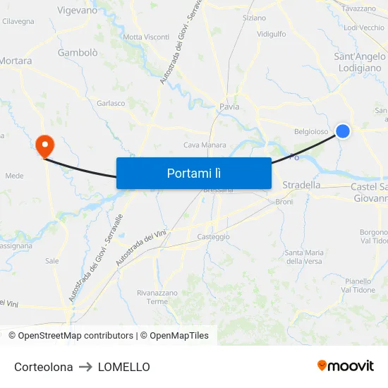Corteolona to LOMELLO map