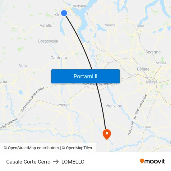 Casale Corte Cerro to LOMELLO map