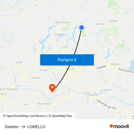 Delebio to LOMELLO map