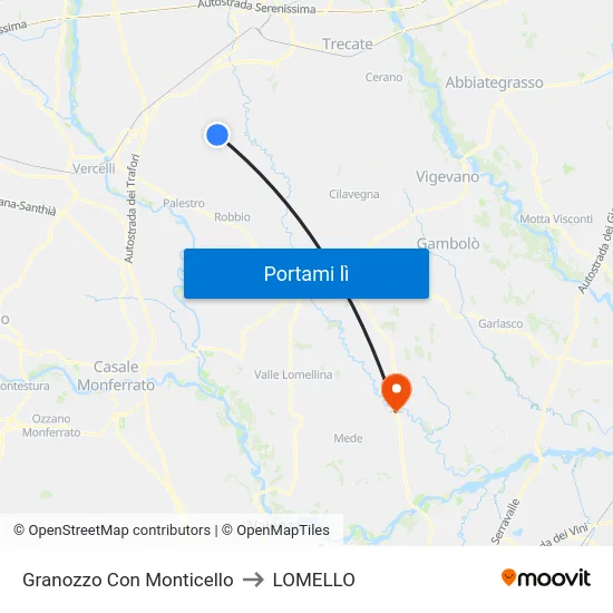 Granozzo Con Monticello to LOMELLO map