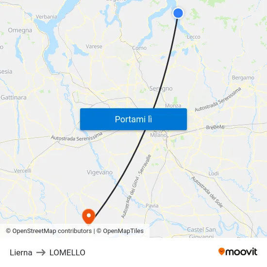 Lierna to LOMELLO map